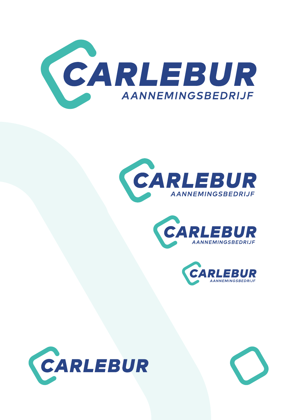 Ron van Noord — Branding, Visual design — Carlebur — merkidentiteit en website — Beeld: Overzicht van Carlebur-logovarianten en beeldmerk — Project: Een verouderde uitstraling maakte plaats voor een moderne, herkenbare identiteit die het nuchtere…