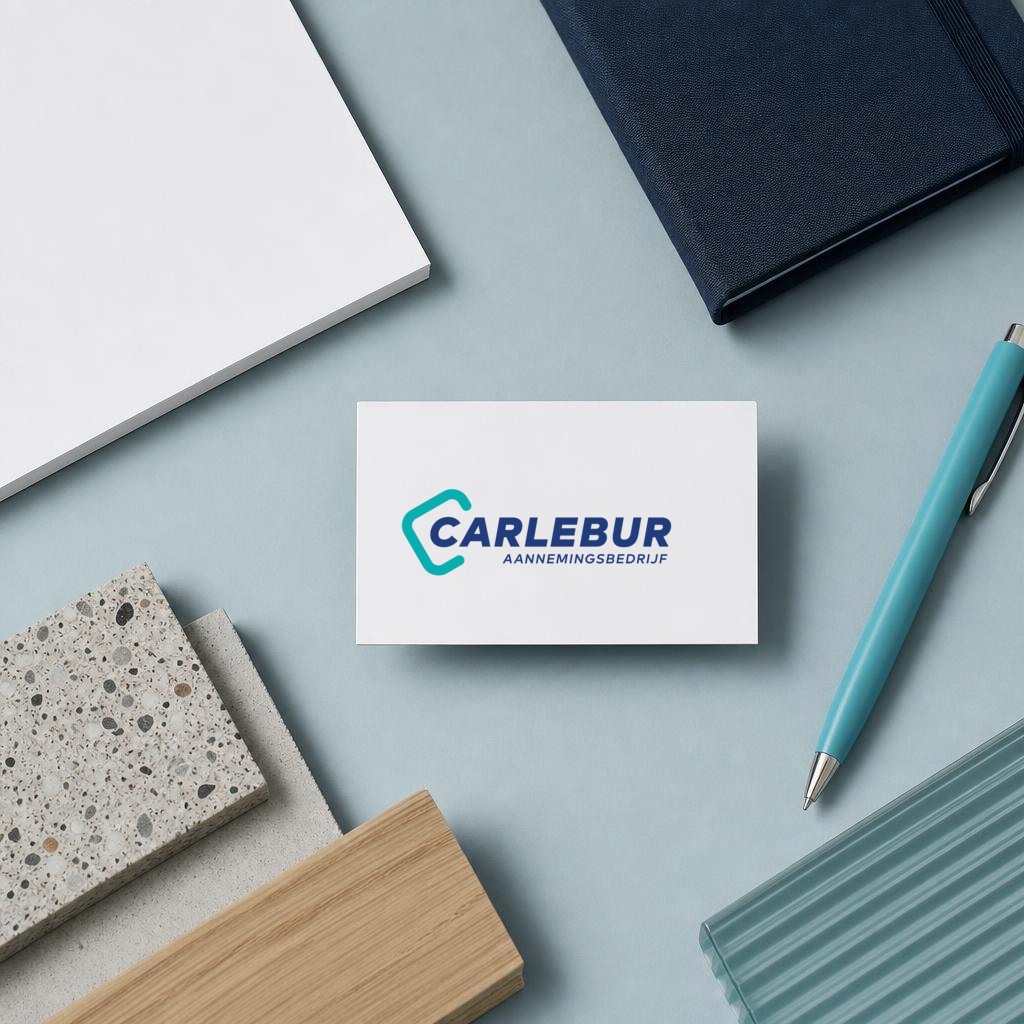 Ron van Noord — Branding, Visual design — Carlebur — merkidentiteit en website — Beeld: Carlebur-huisstijl toegepast op zakelijk drukwerk — Project: Een verouderde uitstraling maakte plaats voor een moderne, herkenbare identiteit die het nuchtere…