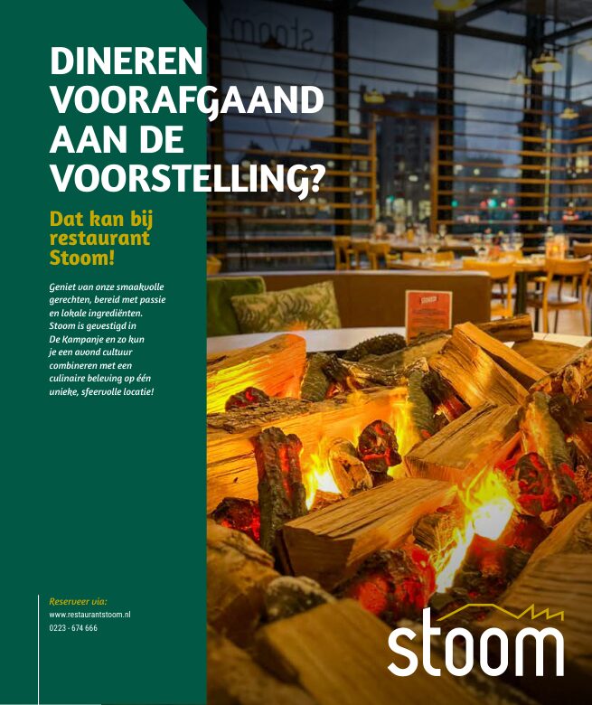 Ron van Noord — Grafisch ontwerp, DTP, Visuele campagnes, Visual design, Content + campagnes — Theater De Kampanje — Theatergids 2025–2026 — Beeld: Magazinepagina 61 — Project: Een feestelijke jubileumeditie van de jaarlijkse theatergids, met Jochem Myjer op de cover en 10 jaar De…