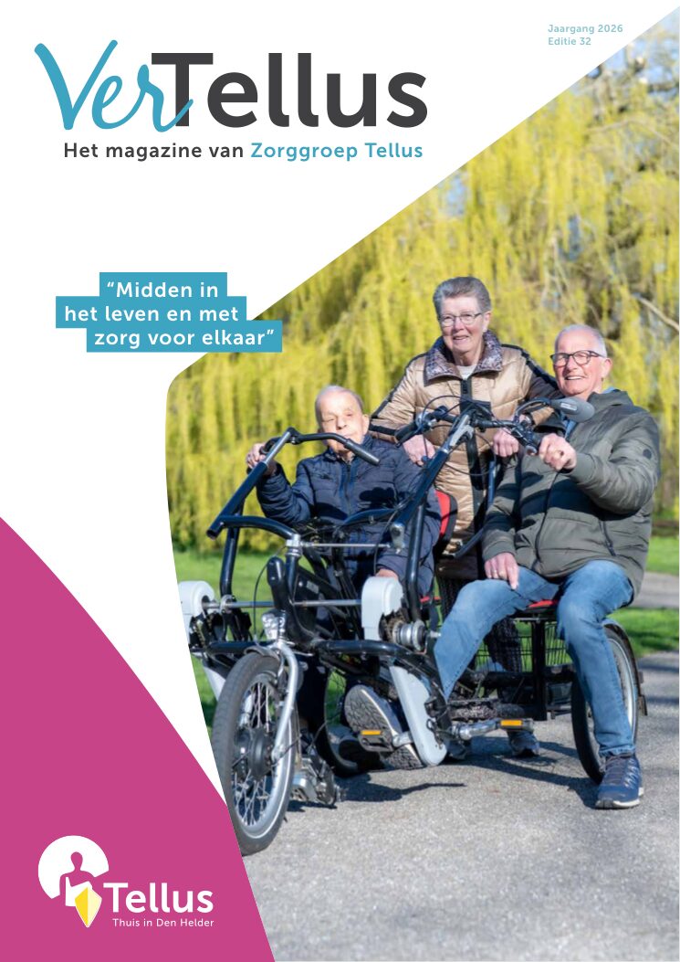 Ron van Noord — Grafisch ontwerp, DTP, Visual design — VerTellus — magazine van Zorggroep Tellus — Beeld: Magazinepagina 1 — Project: Een volledige herontwikkeling van de visuele stijl van VerTellus, vanaf editie 31 doorvertaald naar iedere…