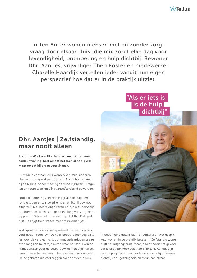 Ron van Noord — Grafisch ontwerp, DTP, Visual design — VerTellus — magazine van Zorggroep Tellus — Beeld: Magazinepagina 11 — Project: Een volledige herontwikkeling van de visuele stijl van VerTellus, vanaf editie 31 doorvertaald naar iedere…