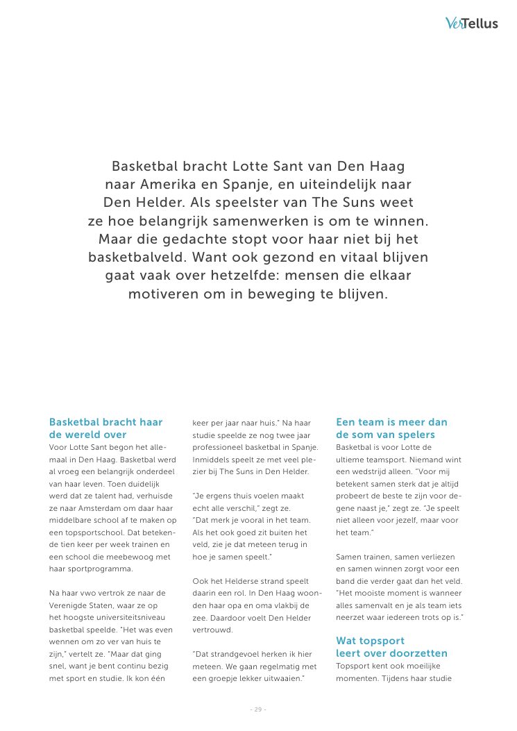 Ron van Noord — Grafisch ontwerp, DTP, Visual design — VerTellus — magazine van Zorggroep Tellus — Beeld: Magazinepagina 29 — Project: Een volledige herontwikkeling van de visuele stijl van VerTellus, vanaf editie 31 doorvertaald naar iedere…