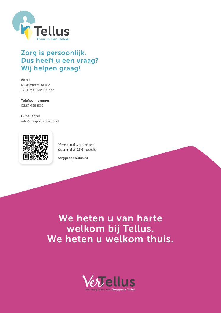 Ron van Noord — Grafisch ontwerp, DTP, Visual design — VerTellus — magazine van Zorggroep Tellus — Beeld: Magazinepagina 32 — Project: Een volledige herontwikkeling van de visuele stijl van VerTellus, vanaf editie 31 doorvertaald naar iedere…