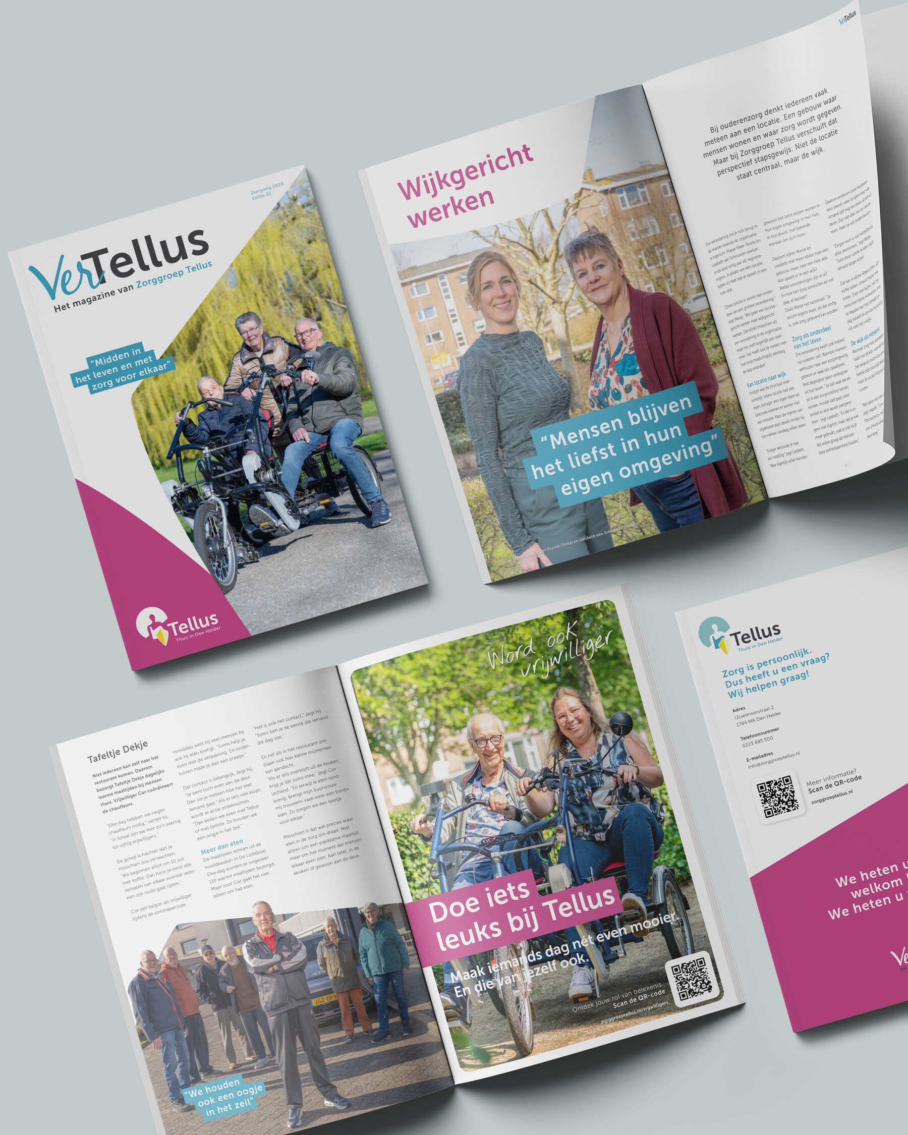 Ron van Noord — Grafisch ontwerp, DTP, Visual design — VerTellus — magazine van Zorggroep Tellus — Beeld: Hoofdafbeelding van het project — Project: Een volledige herontwikkeling van de visuele stijl van VerTellus, vanaf editie 31 doorvertaald naar iedere…